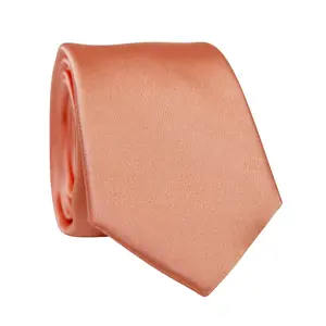 Solid Peach Satin Tie