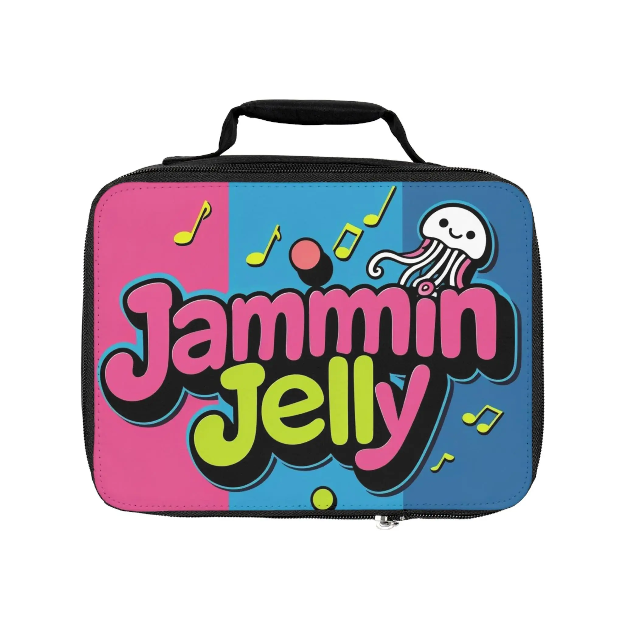 Personalized Insulated Lunch Bag: Black Polyester, Zippered Closure