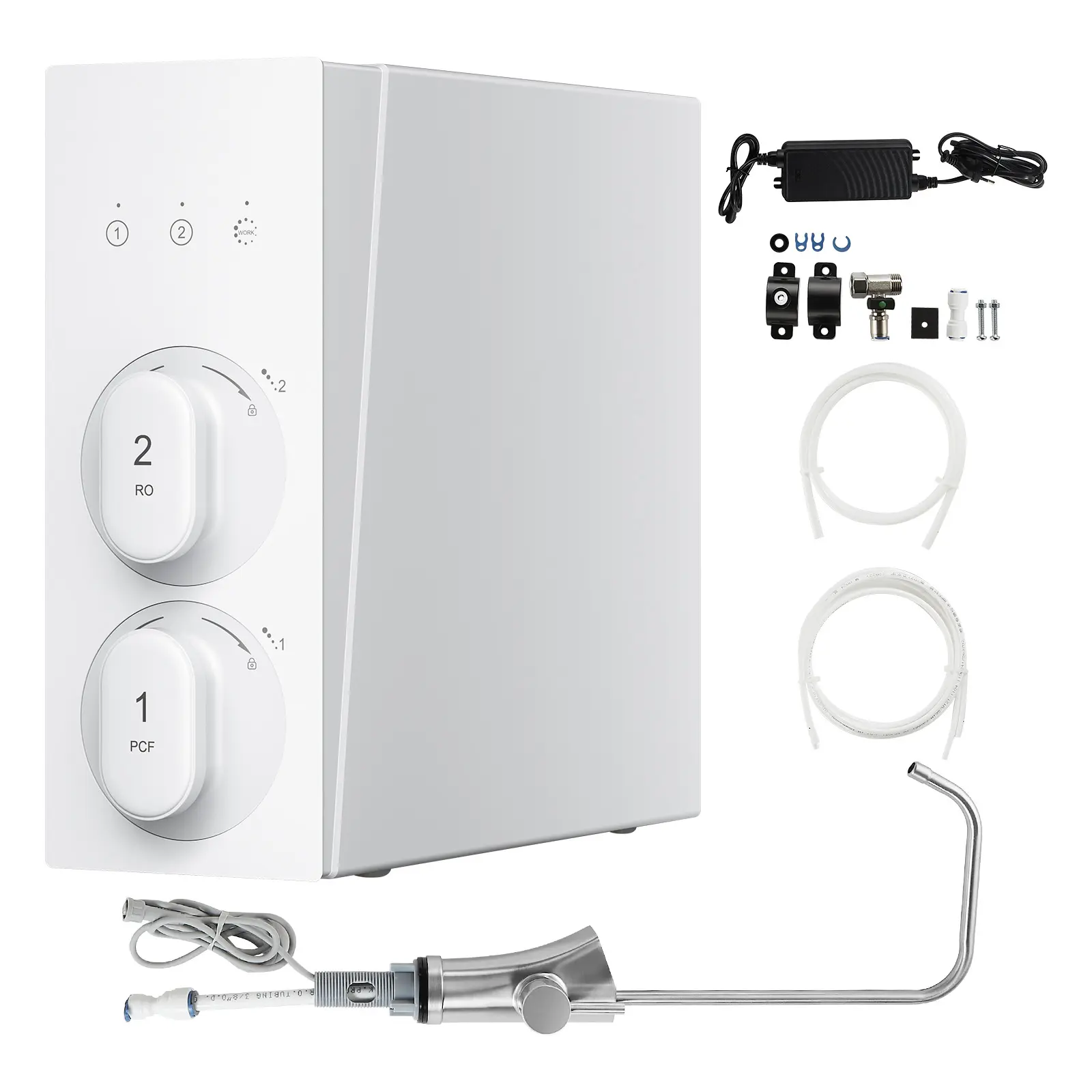 Reverse Osmosis System, 600 GPD 8-stage Tankless Reverse Osmosis Water Filter, Under Sink Water Filtration System with Smart Display Faucet, 2:1 Pure to Drain Ratio