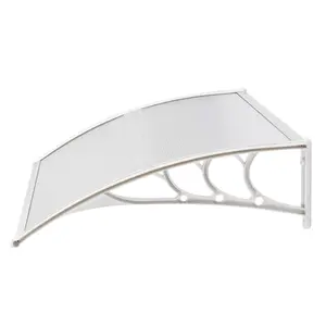 40"x32" Polycarbonate Window Door Awning Canopy, Awnings for Doors, Outdoor Covers Front Door Awning Overhang UV Rain Snow Protection Exterior Transparent Board White Holder
