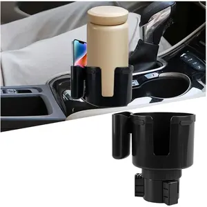 2 in 1  Cup Holder Expander with Phone Holder, 2.6"-3.93"  Cupholder Extender Adapter with Expandable Base, Auto Interior Water Bottle Accessories, Universal fit