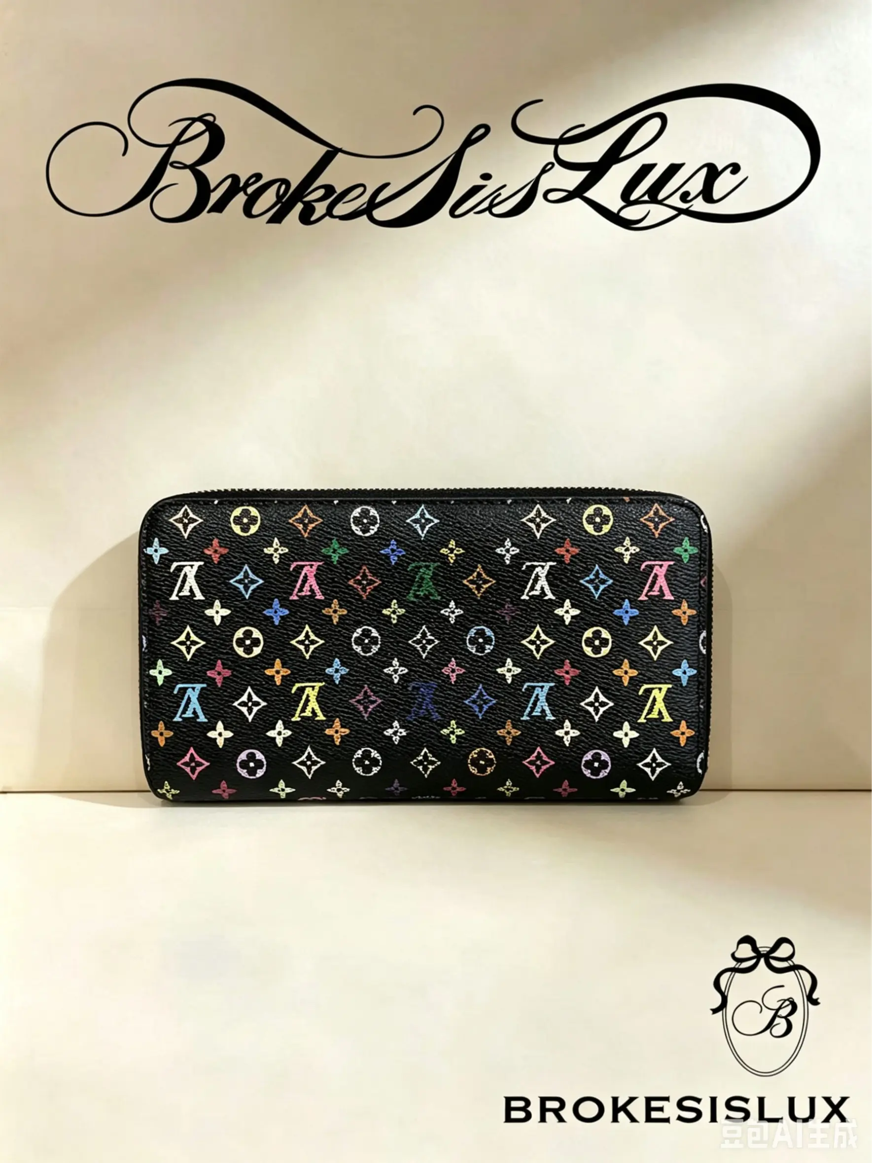 Pre-owned Louis Vuitton Multicolor Monogram Zippy Wallet | Black Canvas & Gold Hardware, Everyday Zip Around Card Holder