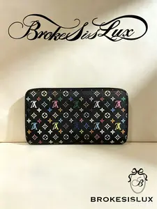 Pre-owned Louis Vuitton Multicolor Monogram Zippy Wallet | Black Canvas & Gold Hardware, Everyday Zip Around Card Holder