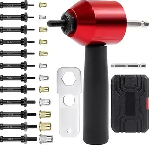 Rivet Nut Tool Drill Adapter Kit, Labor-Saving Rivet Nut Gun Cordless with 12 Mandrels and 260 PCS Rivet Nuts, Rivnut Tool Kit for Nutsert, Cars, Metalwork, Home Improvement, DIY - 30 Series