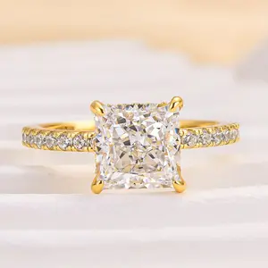 Effinny 2.0ct Sparkle Princess Cut Engagement Ring, 925 Sterling Silver Women's Promise Ring, 5A Grade Cubic Zirconia Anniversary Ring for Wedding, Party, Travel