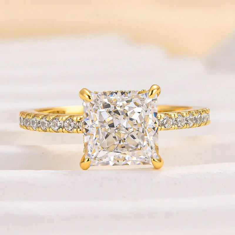 Effinny 2.0ct Sparkle Princess Cut Engagement Ring, 925 Sterling Silver Women's Promise Ring, 5A Grade Cubic Zirconia Anniversary Ring for Wedding, Party, Travel, Cubic Zirconia Rings, Adults