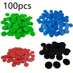 Set of 100 1 Inch Opaque Plastic Learning Counters Mini Poker Chips Game Tokens with Storage, Box Box not included
