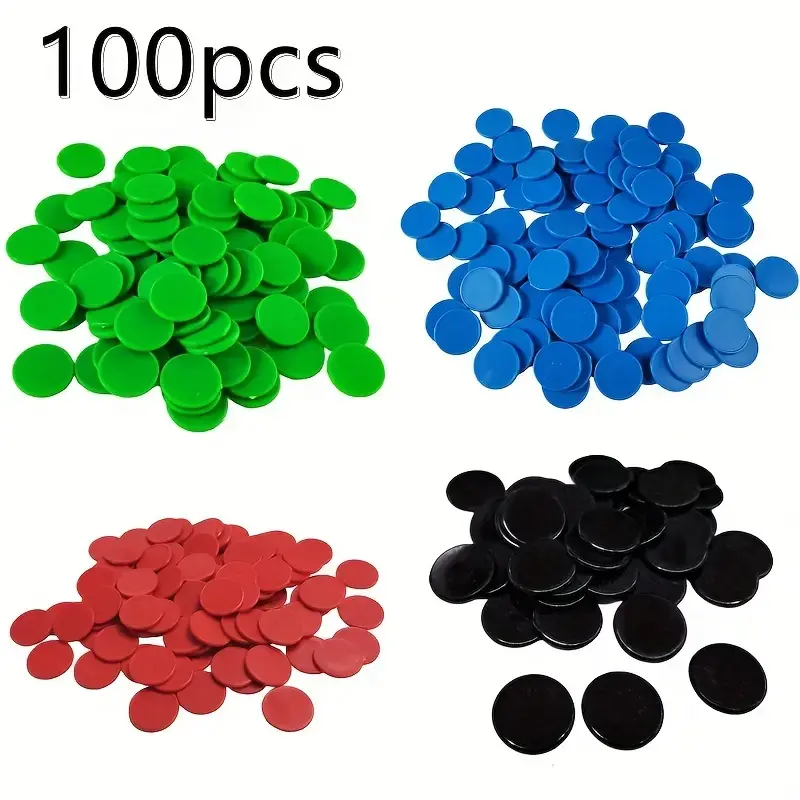 100-Piece 1 in Opaque Plastic Counting Tool Learning Counters, Mini Poker Chips Game Tokens for Fish Tank Decorations (Storage Box Not Included)