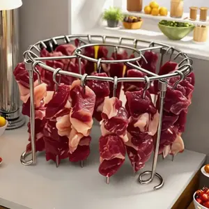 Detachable Stainless Steel Standing Grill Rack with 24 Skewers, Fits 3qt to 6qt Air Fryer Oven, Essential Kitchen & Outdoor BBQ Tool