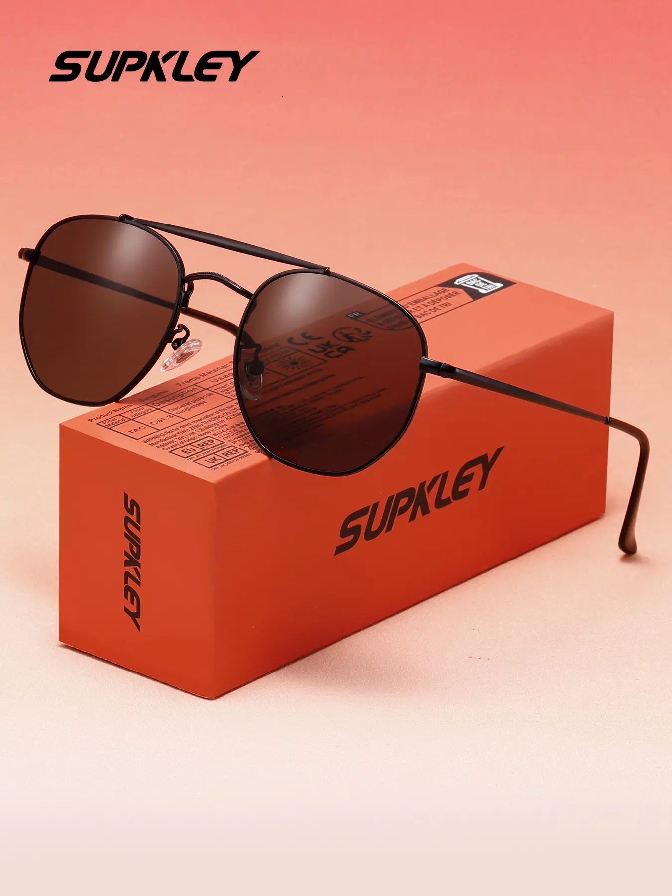 SUPKLEY Minimalist Metal Material Double Bridge Design Elliptical Frame Unisex Sunglasses, Suitable For Driving, Couple Dating, Summer Beach Vacation, UV Protection