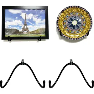 2 Pack Adjustable Plate Hangers,Wall Mount Plate Display Stands Holders, Black Metal Display Rack for Bowls, Platters, Decorative Plates, and Artwork - Hardware Included - No Plates