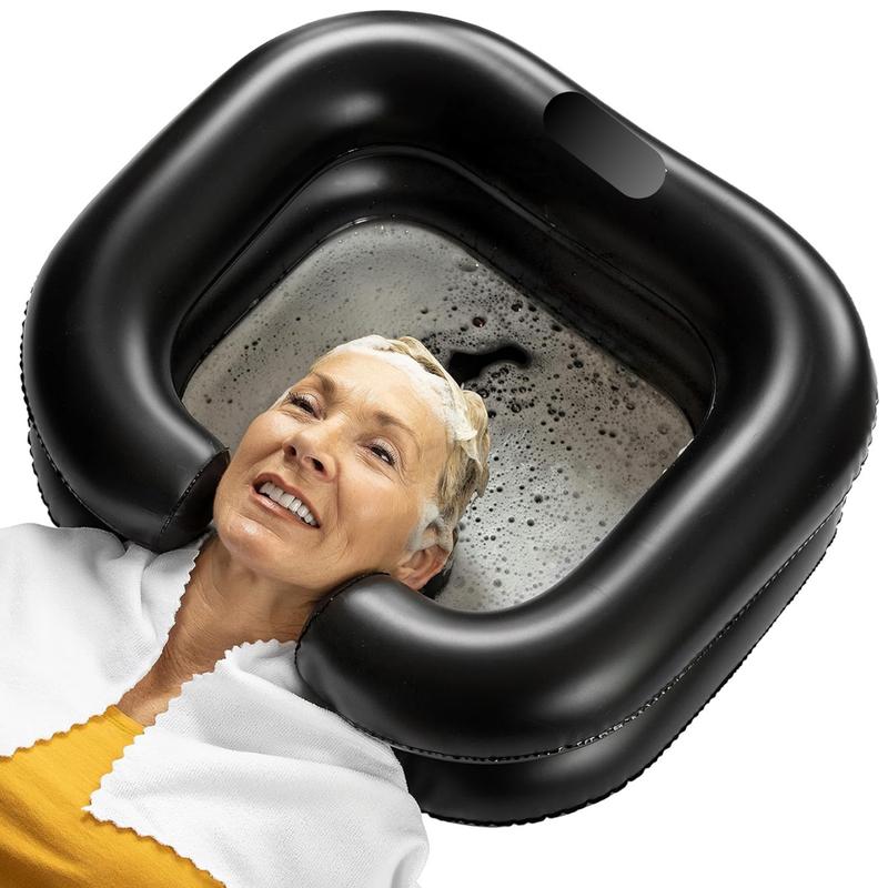 Mobile Salon - Portable Inflatable Rinse Basin for Washing and Cutting Hair at Home and in Bed Without a Salon Chair, inflatable hair washing basin, hair washing basin for bed, portable hair washing basin, hair washing basin for disabled