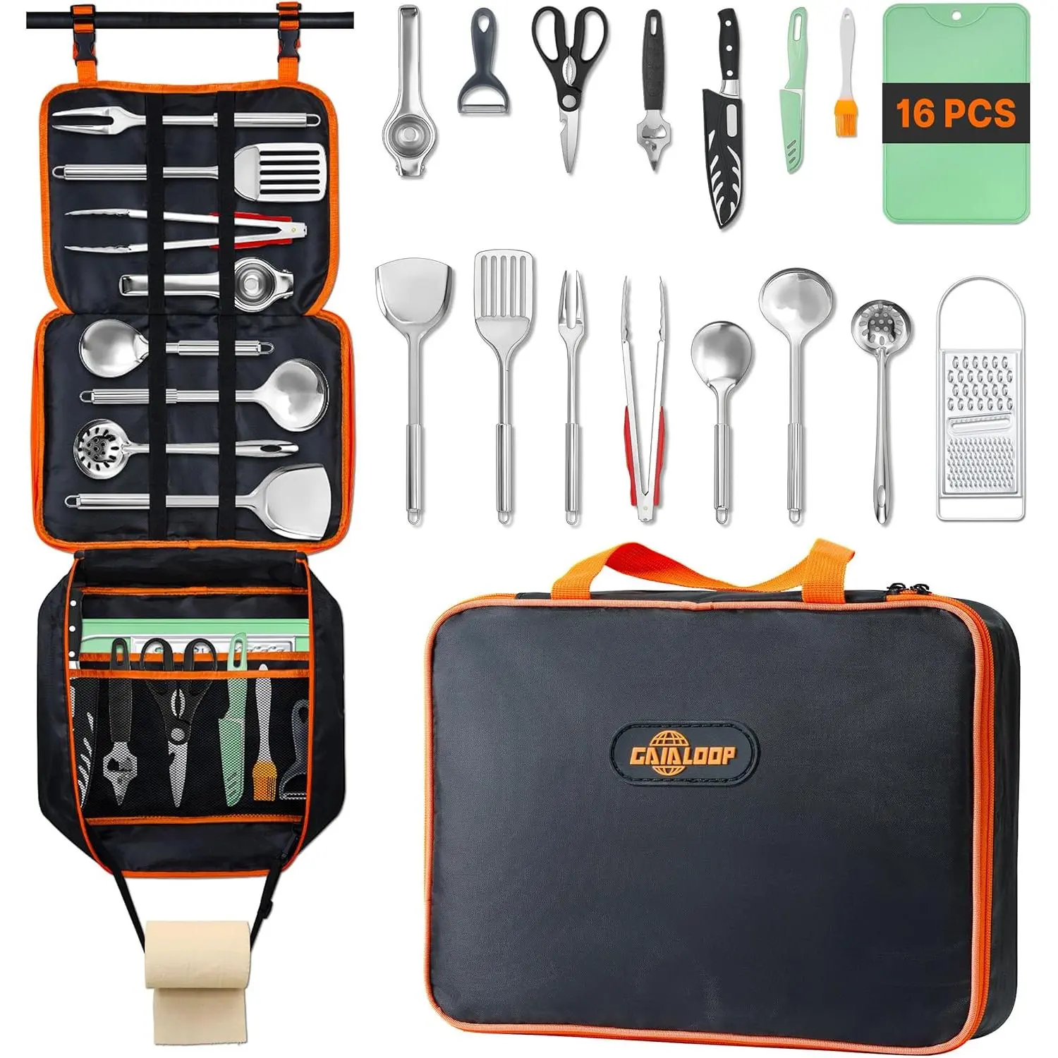 Portable Camping Cooking Utensils Set, Compact Multi-Piece Outdoor Kitchen Kit with Organizer Bag - Essential Camping Supplies for Travel, Campfire & BBQ