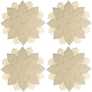 Christmas Placemats Set of 4 Christmas Decorations Indoor Round Placemats for Winter Holiday Party Kitchen Dinning Decorations