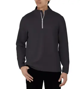KIRKLAND Signature Men's UPF 50+ Stretch 1/2 Zip Pullover (US, Alpha, Small, Regular, Regular, Black)