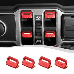Red Aluminum Alloy Window Control Switch Cover Trim for 2018+ Jeep Wrangler JL JLU & Gladiator JT Car Decorations with UV Coating Easy Installation Truck Decals Side Decals