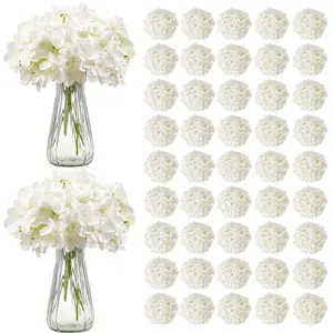 Summervibes 105-Piece Real-Looking White Silk Decorative Fake Hydrangeas with Stems, Bulk Artificial Flowers for DIY Wedding Bouquets, Home Centerpieces Arrangements
