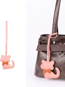 Cute Leather Bow Cat Keychain, Cartoon Kitty Bag Charm, Cat Accessories, All Seasons Fashion