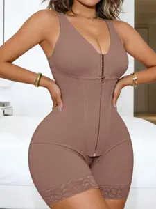 1 Count Butt Lifter Thigh Slimming Zipper Hip Enhancer Colombian Women's Tummy Control Shapewear, Fajas, Minimalist, High Waist Compression Full Body Shaper, Underwear, Waist Trainer, Fitness Girdle, High Waisted Shaper, Suitable For Training Or Sports