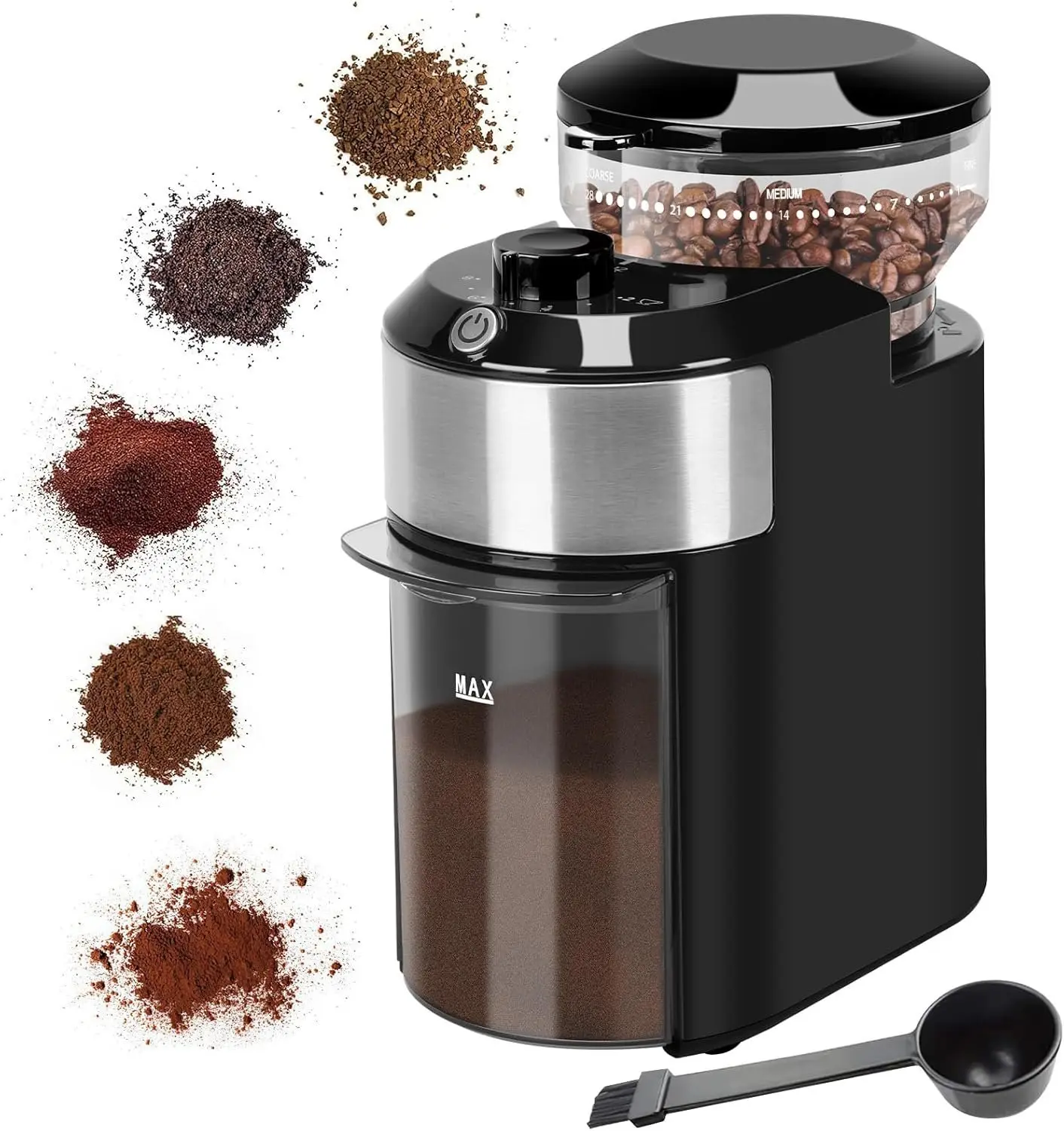 Burr Coffee  Electric - Adjustable Burr  with 28 Precise  Settings for 12 Cups - Coffee Grinders for  Use - Professional Coffee Bean  - Stainless Steel