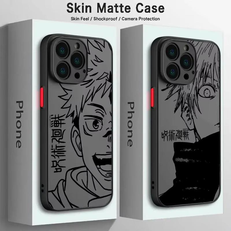Blcak Hot Jujutsu Kaisen Anime Phone Case For iPhone 16 15 14 13 12 11 Pro Max XR XSMax 7 8 Plus Matte Transparent Back Cover