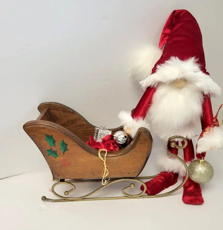 16" Poseable Velvet Santa Gnome with Glittering Gold Wish & Festive Accessories for Cozy Holiday Decor