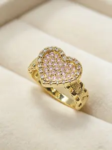 Fashion Elegant Zircon Heart Ring, Synthetic Zircon Accent, Perfect for Daily Wear, Parties, Weddings, Anniversary Gifts