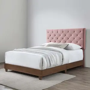 Modway Rhiannon Diamond Tufted Upholstered Performance Velvet Queen Bed in Walnut Dusty Rose