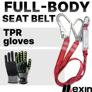 HC005+LBST-01 Five point safety rope+labor protection cutting motorcycle gloves