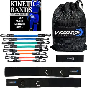 Leg Speed & Agility Resistance Bands - Athletic Performance/Fitness Training for All Ages - 4 Resistance Levels, Stretch Strap, Digital Training Series Myosource Kinetic Bands
