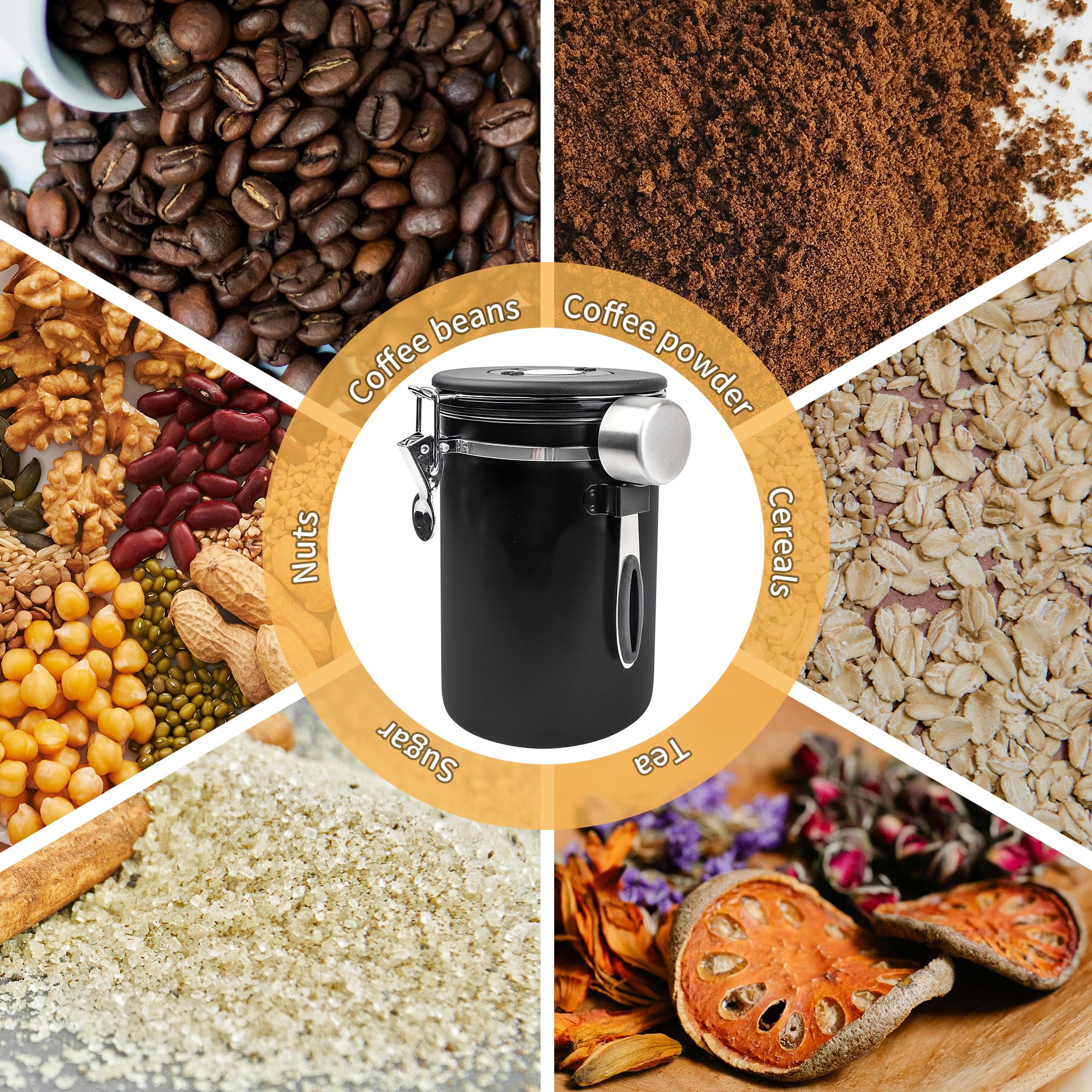 22OZ Coffee Canisters with Window,Scoop and AirtightLid Stainless Steel Kitchen Bean Storage Grounds Container (Black) Date Tracker and Scoop for Grounds Coffee Bar Accessories Beans, Cereal, Sugar,Rice,Tea, Flour, Cereal 22OZ Coffee Canisters with Window,Scoop and AirtightLid Stainless Steel Kitchen Bean Storage Grounds Container (Black) Date Tracker and Scoop for Grounds Coffee Bar Accessories Beans, Cereal, Sugar,Rice,Tea, Flour, Cereal