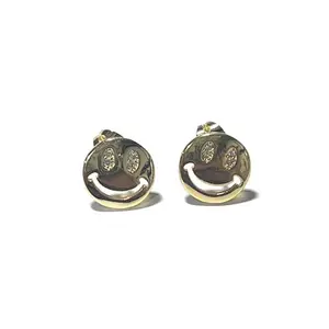Smiley Face Stud Earrings - Gold