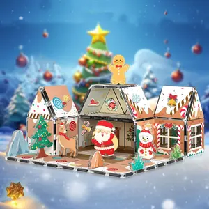 PICASSO-TILES Gingerbread House Magnetic Tiles for Kids – 46PCS STEM Construction Building Blocks Educational Toy Set