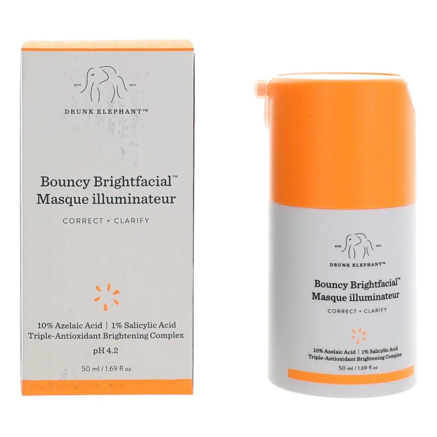 DRUNK ELEPHANT Bouncy Brightfacial Brightening Face Mask, Long-Lasting Formula for Daily Wear, 1.69 fl oz