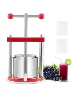 【Summervibes】VEVOR 0.44 Gal/1.65L Fruit Wine Press,  2 Stainless Steel Barrels, Manual Juice Maker, Cider Apple Grape Tincture Honey Olive Oil Making Press with T-Handle for Outdoor Kitchen Home