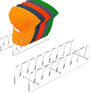 Acrylic Hat Display Stand 2-Pack Modern Clear Rack for Baseball Caps Holds Up to 16 Caps Easy Assembly Bedroom Closet Organization