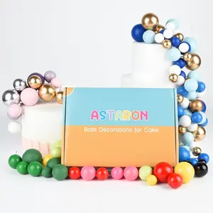 ASTARON 32 Pcs Ball Cake Topper Decorations Mini Balloons Cake Topper Sticks Foam Balls Cake Picks Cake Topper Balls Cake Decorations for Wed