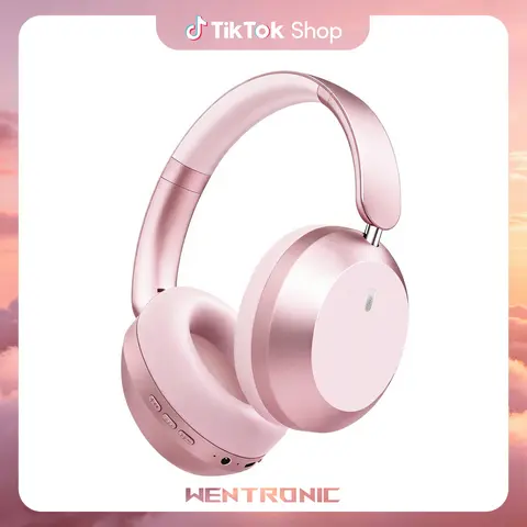WENTRONIC Y05 High Quality Over-Ear Wireless Bluetooth 5.3 Stays Stable Headphones - Leather & Memory Foam Ear Cushions, 3.5mm Wired Option, 48H Playtime, Hi-Fi Deep Bass Stereo Audio, Foldable, Fast Type-C Charging, Volume Control, Gaming/Work/Travel Use