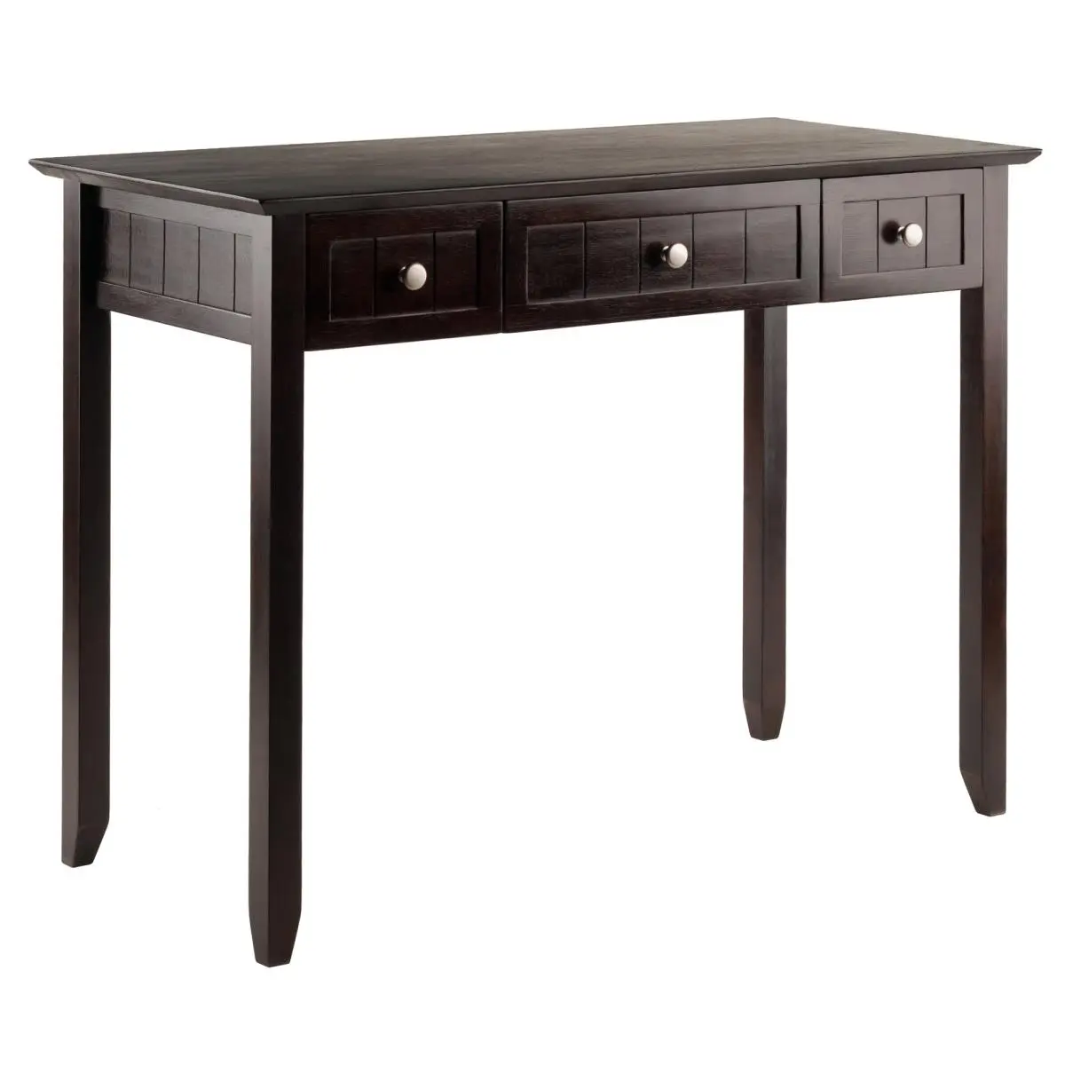 212 MAIN Burke Beveled Edge Solid Wood Writing Desk - Coffee Finish, 41.97x19.84x31.1in, Tapered Legs, Storage Drawers, Home Office Desks, Wood Workstation, Desk With Drawers