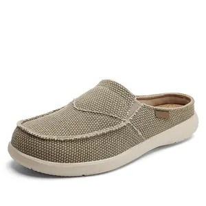 Mens Canvas Slippers Slip On Casual Loafers Shoes Outdoor Indoor House Slipper for Men Slide Clog