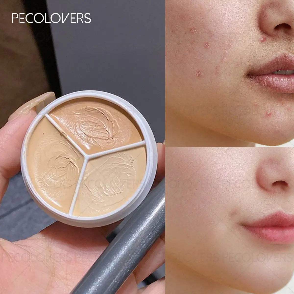 1PC Three-color Concealer Highlighter Contour, Cover Spots, Facial brightening，Suitable for All Skin Types, Cosmetic, Multi Use Concealer
