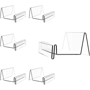 Display Stand with Sign Plate, 6 count Clear Display Easel Wallet Display Riser Holder,  Perfume Display Holder for Displaying Wallet, Figure , ,  ,Makeups, Glasses (Small, 6 count)