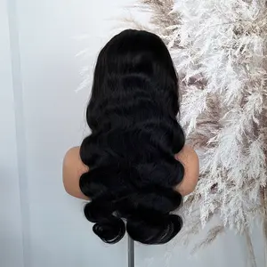 5X5 Closure HD Lace Body Wave, Natural Black Raw Vietnamese Hair, 20-30 Inch Long Wig, Super Double Drawn, 200% Full Density