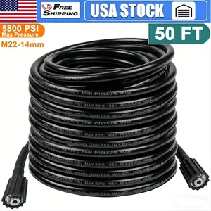 High Pressure Washer Hose 15m/50ft 5800PSI M22-14mm Power Washer Extension Hose for Cleaning
