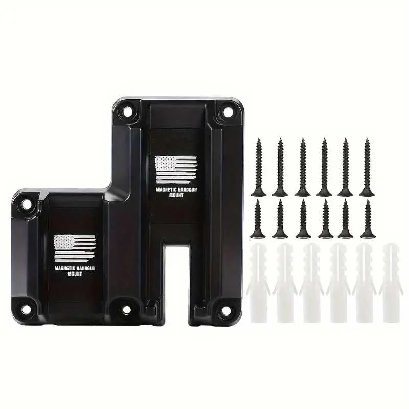 2-in-1 Magnetic Game Hunting Handgun Mount & Mag Holder - 15lbs Capacity, ABS Plastic, Rubber Coated Non-Scratch, Easy Installation, Protection for Pistol Storage in Safe, Desk