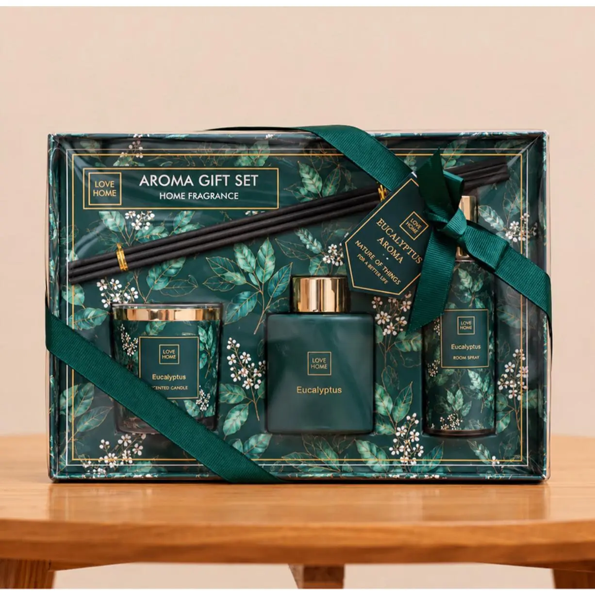 Love Home Aroma Gift Set - Eucalyptus Candle & Home Fragrance Collection - Perfect for Relaxation & Aromatherapy