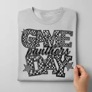 Rhinestone Game Day Panthers Football Design Premium-Quality DTF Transfer Print for T-Shirts & Apparel