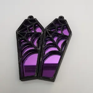 Halloween Coffin Web Mirror Purple Black Acrylic Charms for crafting junk journal embellishments