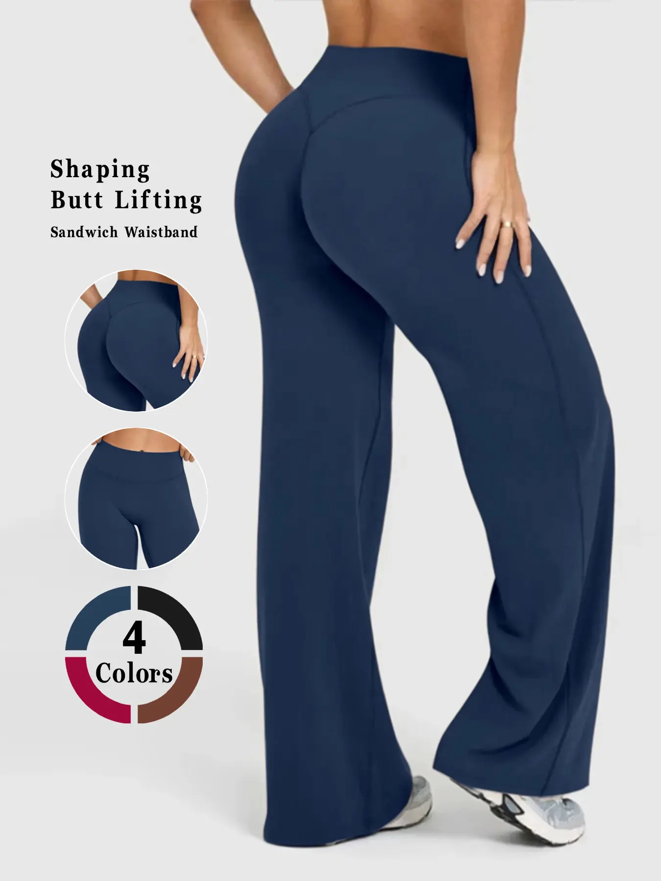 Kabuer Women's High-Waist Stretch Wide Leg Gym Workout Leggings, Female Solid Color All-Season Casual Activewear Bottoms