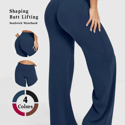 Kabuer Women's High-Waist 92% Poly 8% Elastane for Flex Wide Leg Flare Leggings - Solid Color Universal All-Season Sports Yoga Pants, Athleisure Gym Activewear Bottoms